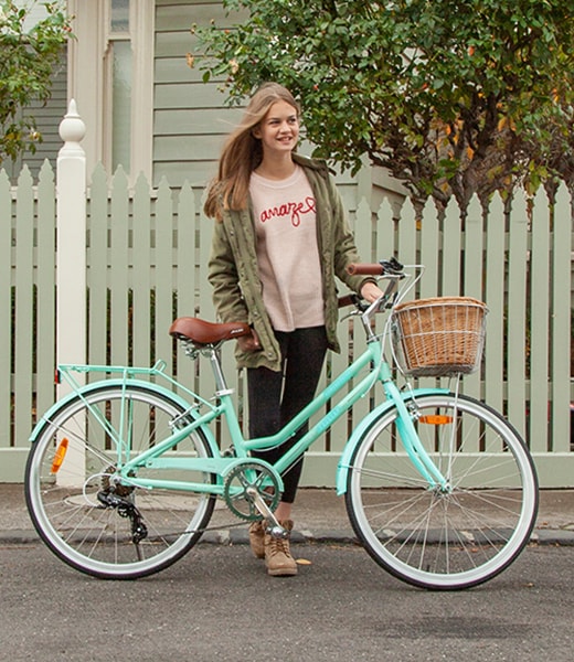 13" Mint Retro Ladies Bike 24" Wheels, 7-Speed, Basket