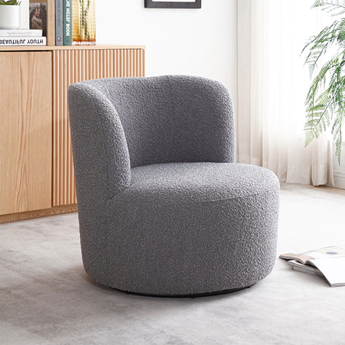 Dark Grey Fabric Upholstered Rotating Arm Chair with Wood Frame