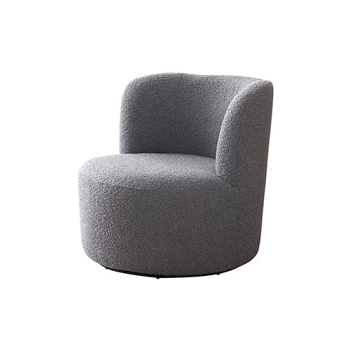 Dark Grey Fabric Upholstered Rotating Arm Chair with Wood Frame