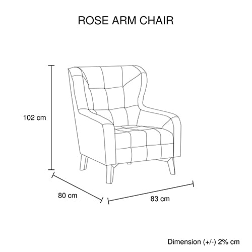 Floral High-Back Linen Armchair with Wooden Legs