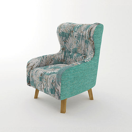 Floral Print High Back Armchair with Wooden Legs