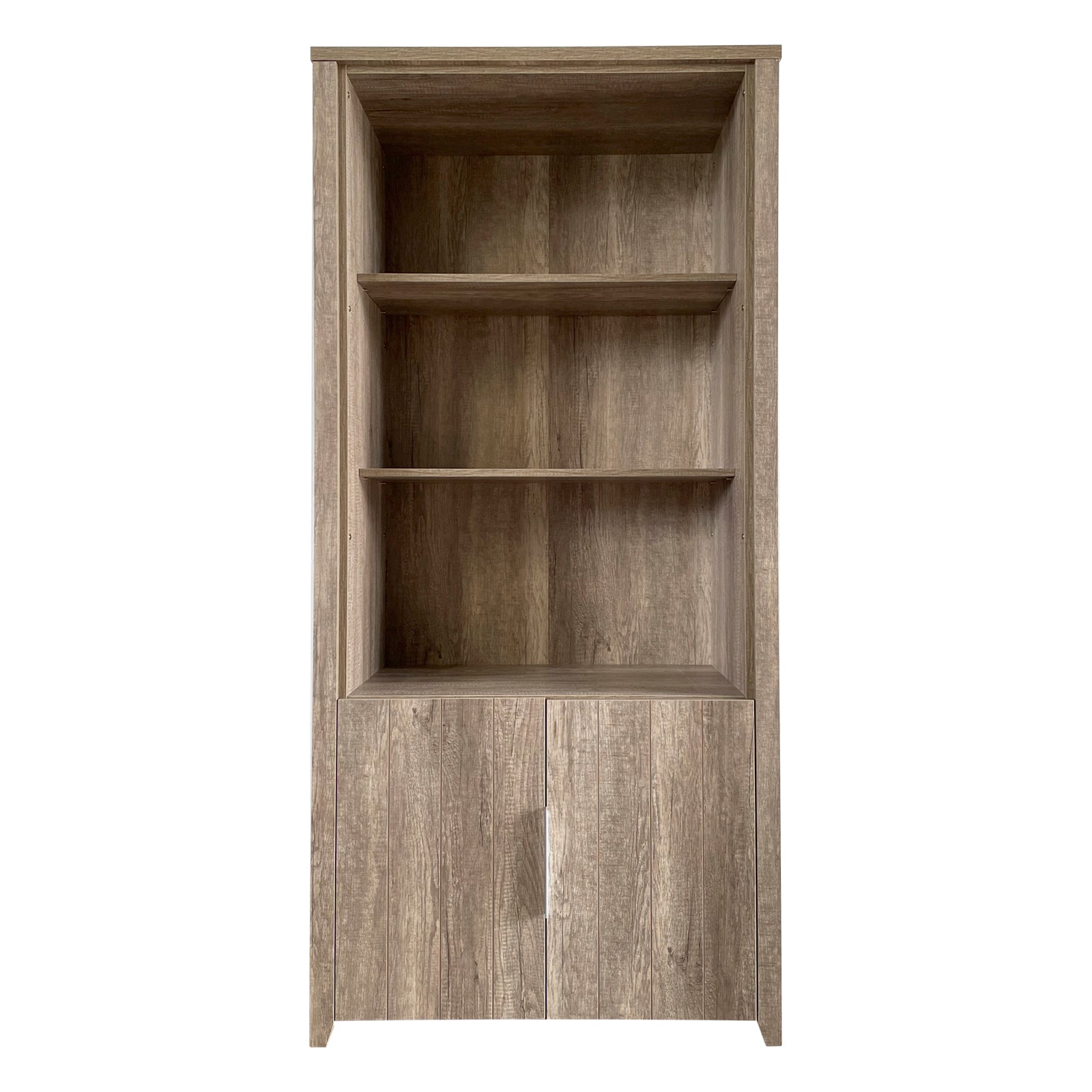 Natural Wood MDF Bookshelf with Ample Storage & Metal Joints