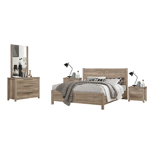 Natural Oak MDF Double Bedroom Suite Set with Smart Storage