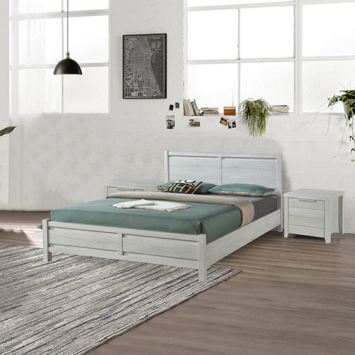 Queen Size MDF Bedroom Suite with Storage, 4Pcs White Ash