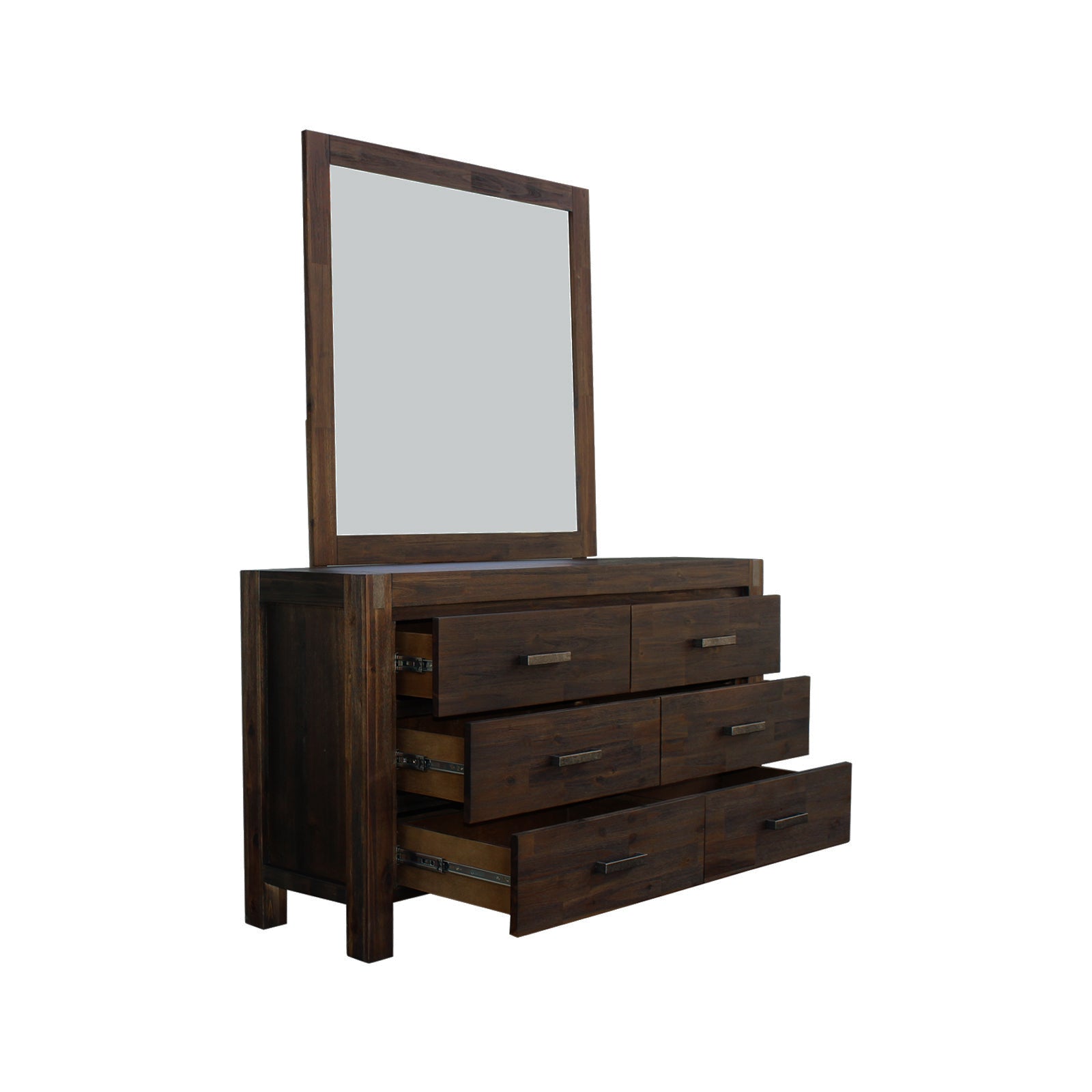 Solid Wood 4-Piece Queen Bedroom Suite in Chocolate Color