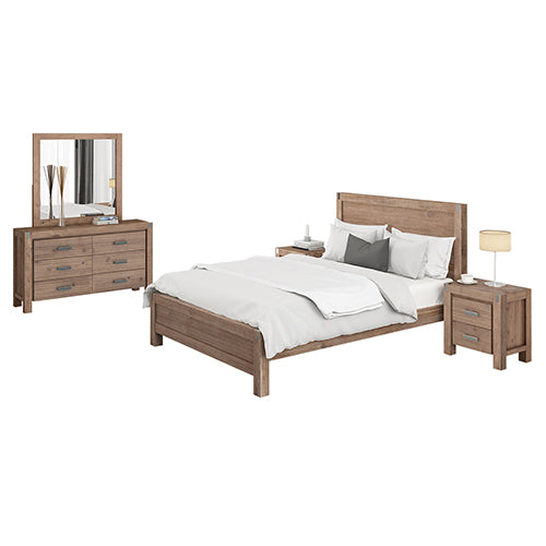 Solid Acacia Wood Bedroom Suite with Storage Oak Finish