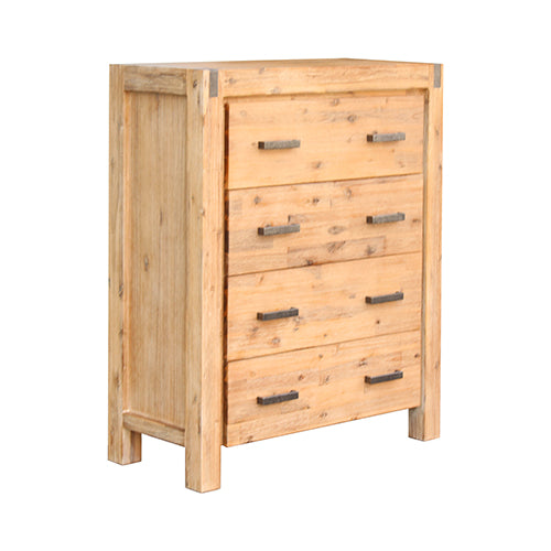 Solid Acacia 4-Piece Bedroom Suite with Tallboy and Bedside Tables