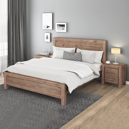 Minimal Solid Acacia 4-Piece Bedroom Suite, King Size Bed