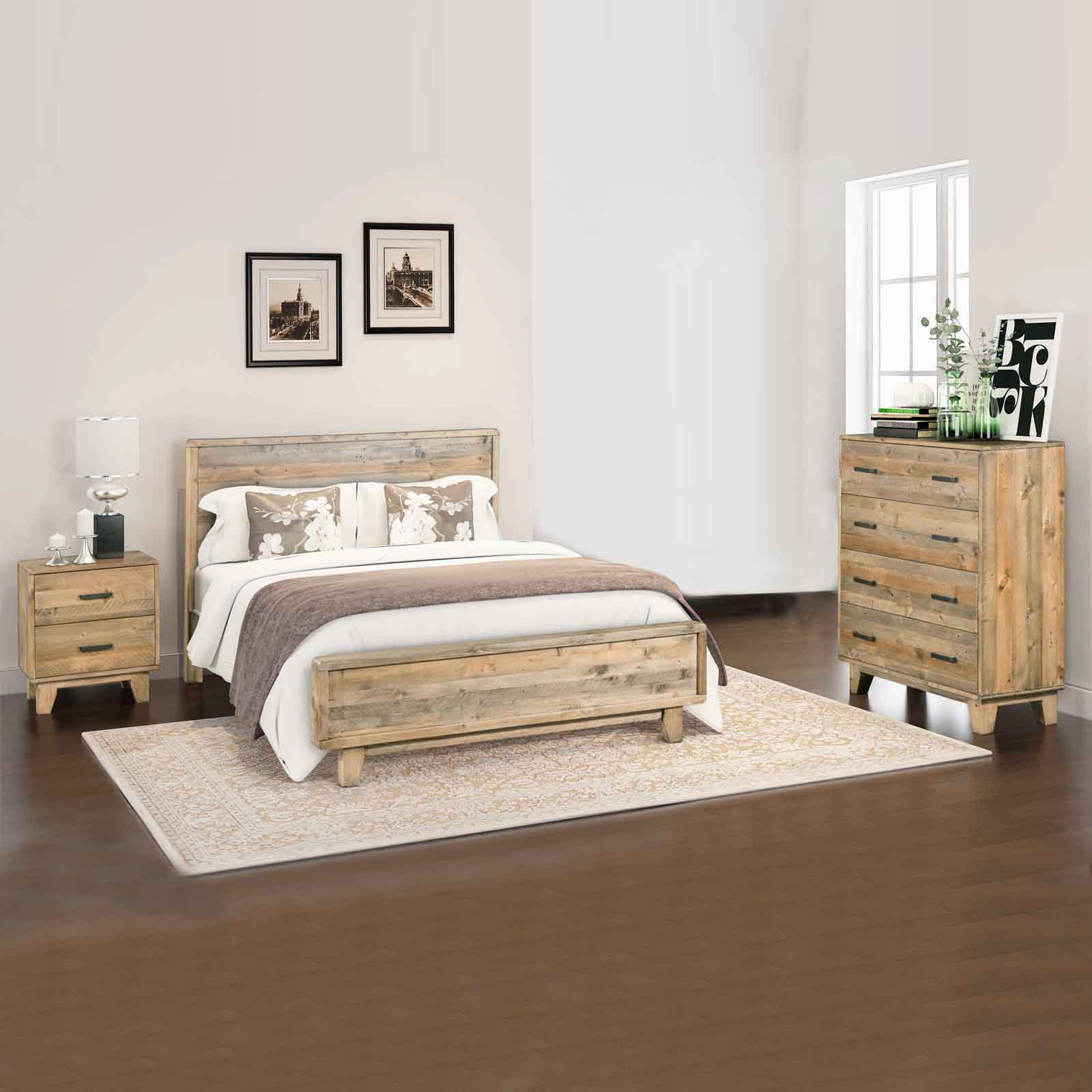 Solid Wood Antique Bedroom Suite, 4 Pieces - Double Size