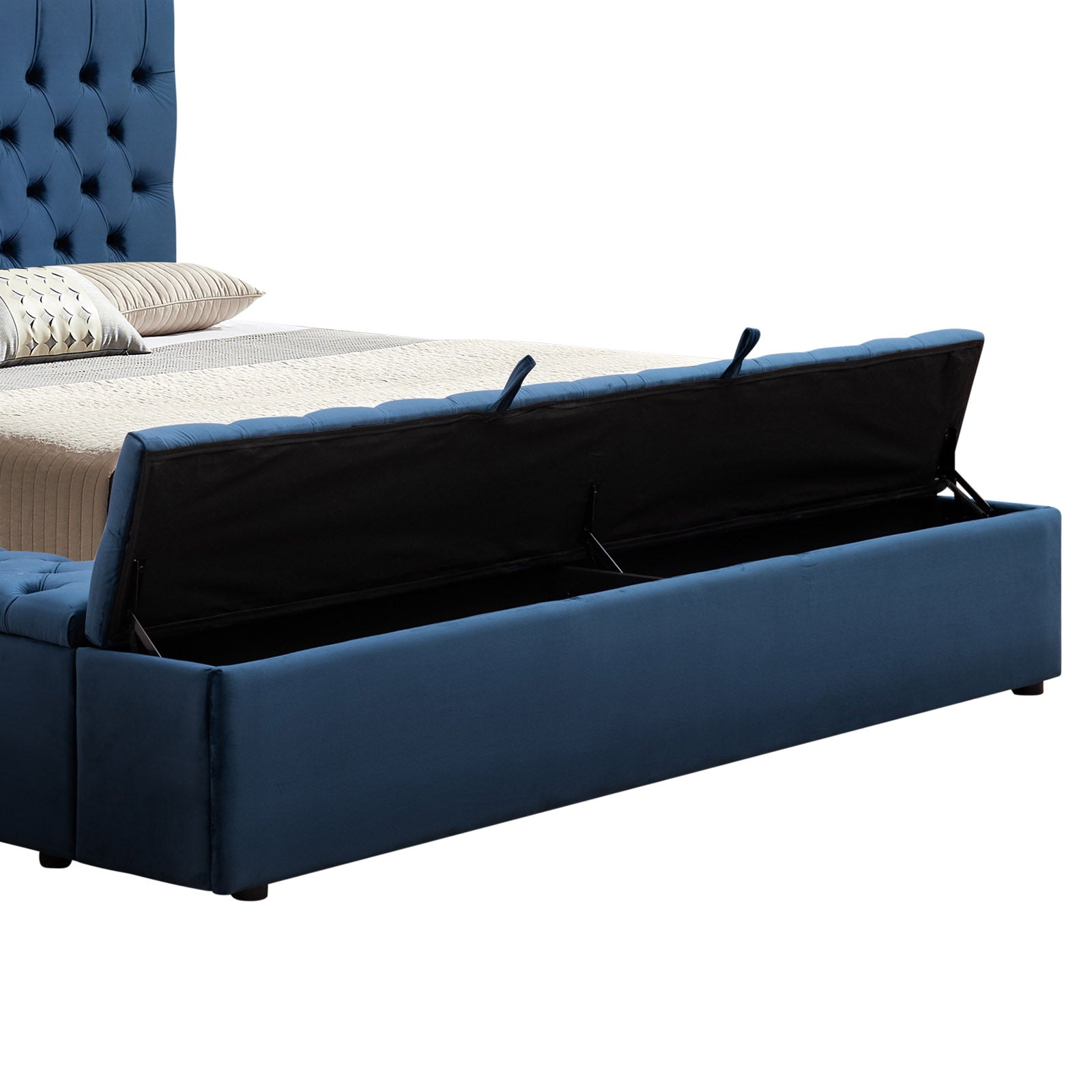 Queen Size Velvet Upholstered Bed with Storage & Tufted Headboard