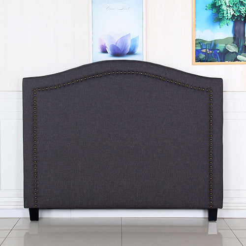 Queen Size Charcoal Linen Headboard with Curved Design