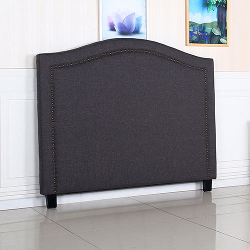 Queen Size Charcoal Linen Headboard with Curved Design