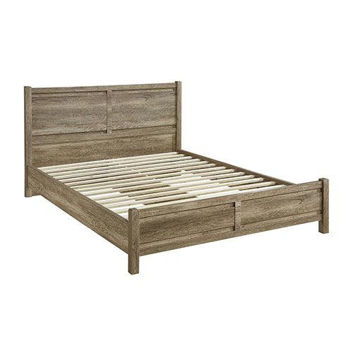 Sturdy Oak MDF Double Bed Frame with Bentwood Slats