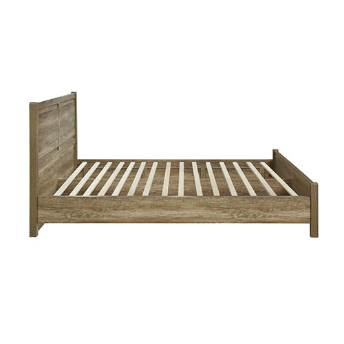 Sturdy Oak MDF Double Bed Frame with Bentwood Slats