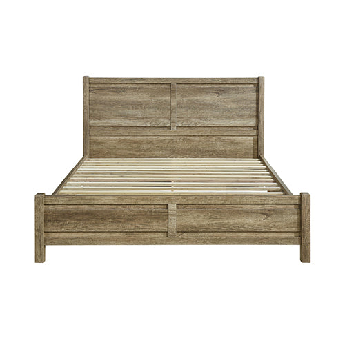 Sturdy Oak MDF Double Bed Frame with Bentwood Slats