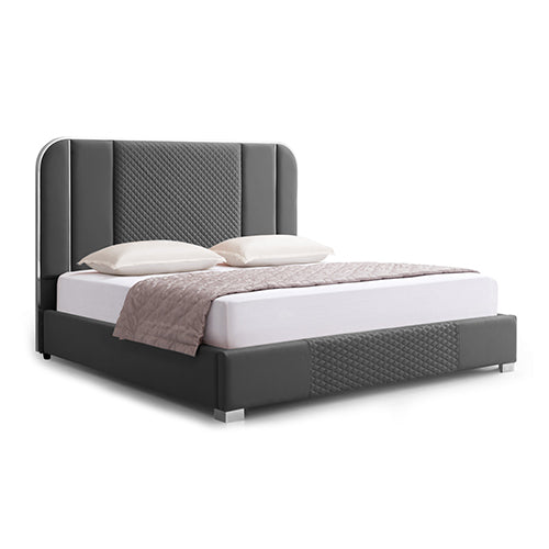 Luxurious Air Leather Bed Frame with Quilted Headboard & Steel Feet