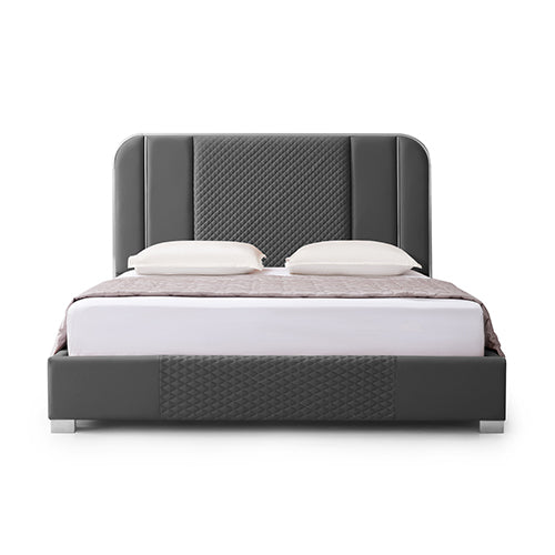 Luxurious Air Leather Bed Frame with Quilted Headboard & Steel Feet