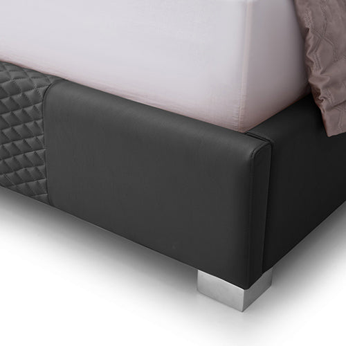 Luxurious Air Leather Bed Frame with Quilted Headboard & Steel Feet