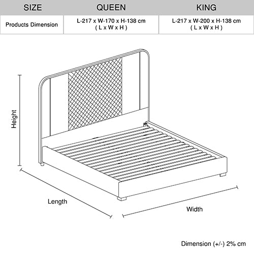 Luxurious Air Leather Bed Frame with Quilted Headboard & Steel Feet