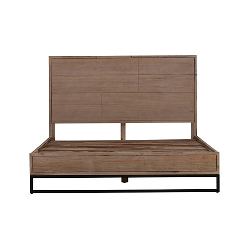 Queen Bed Frame Solid Acacia Veneered MDF Steel Legs