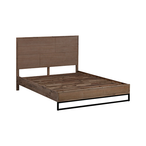 Queen Bed Frame Solid Acacia Veneered MDF Steel Legs