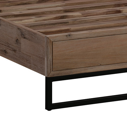 Queen Bed Frame Solid Acacia Veneered MDF Steel Legs