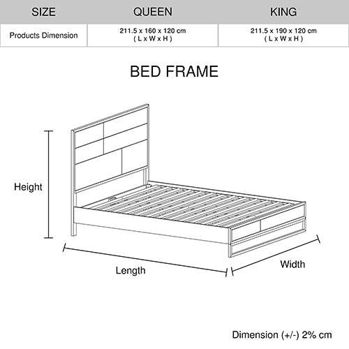 Queen Bed Frame Solid Acacia Veneered MDF Steel Legs