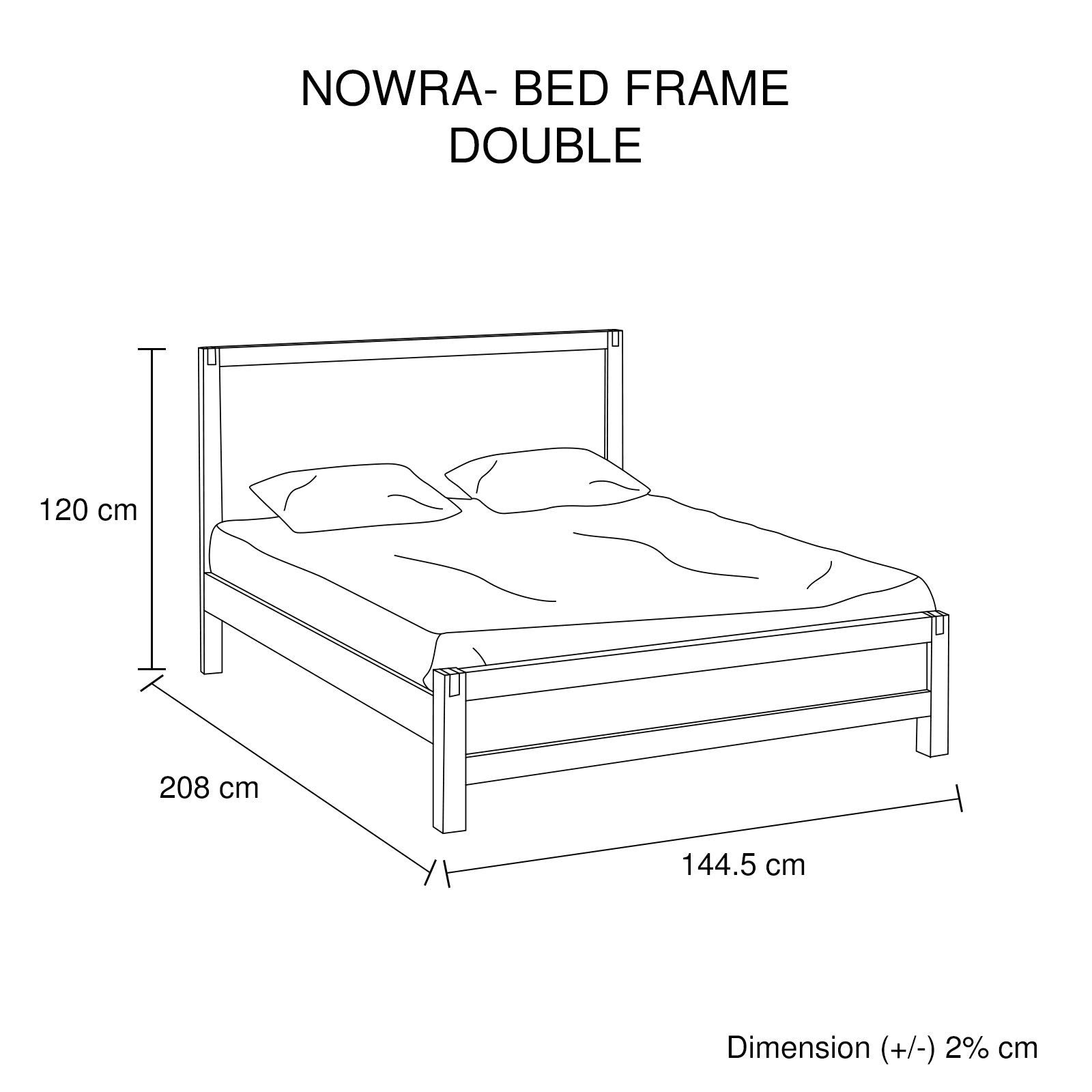 Solid Acacia Wood Double Bed Frame, Chocolate Finish