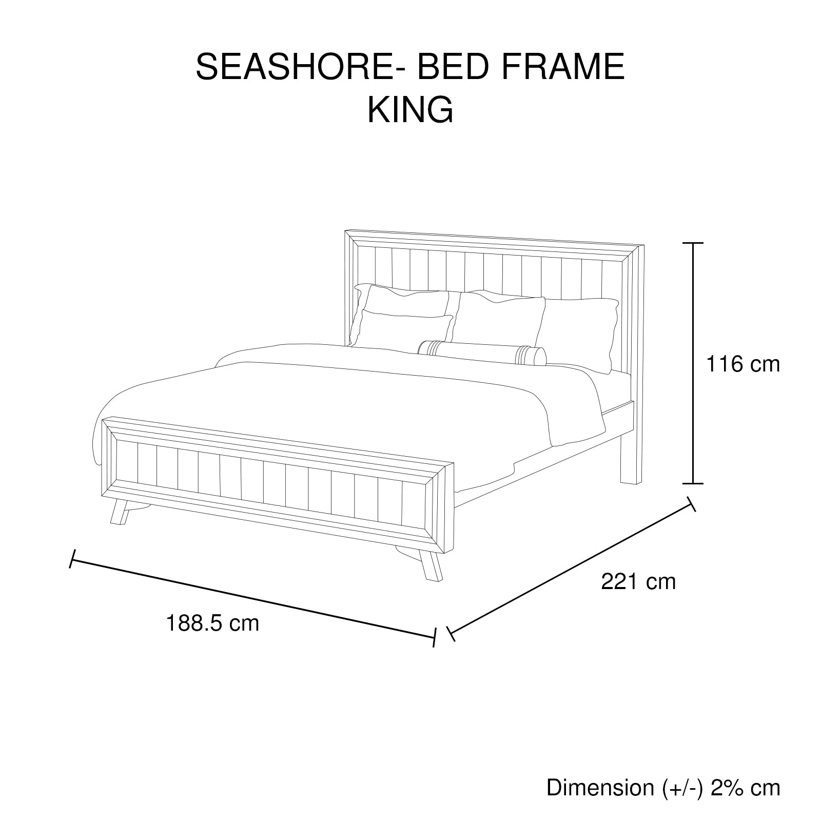 King Size Durable Wooden Bed Frame, Water-Resistant Acacia