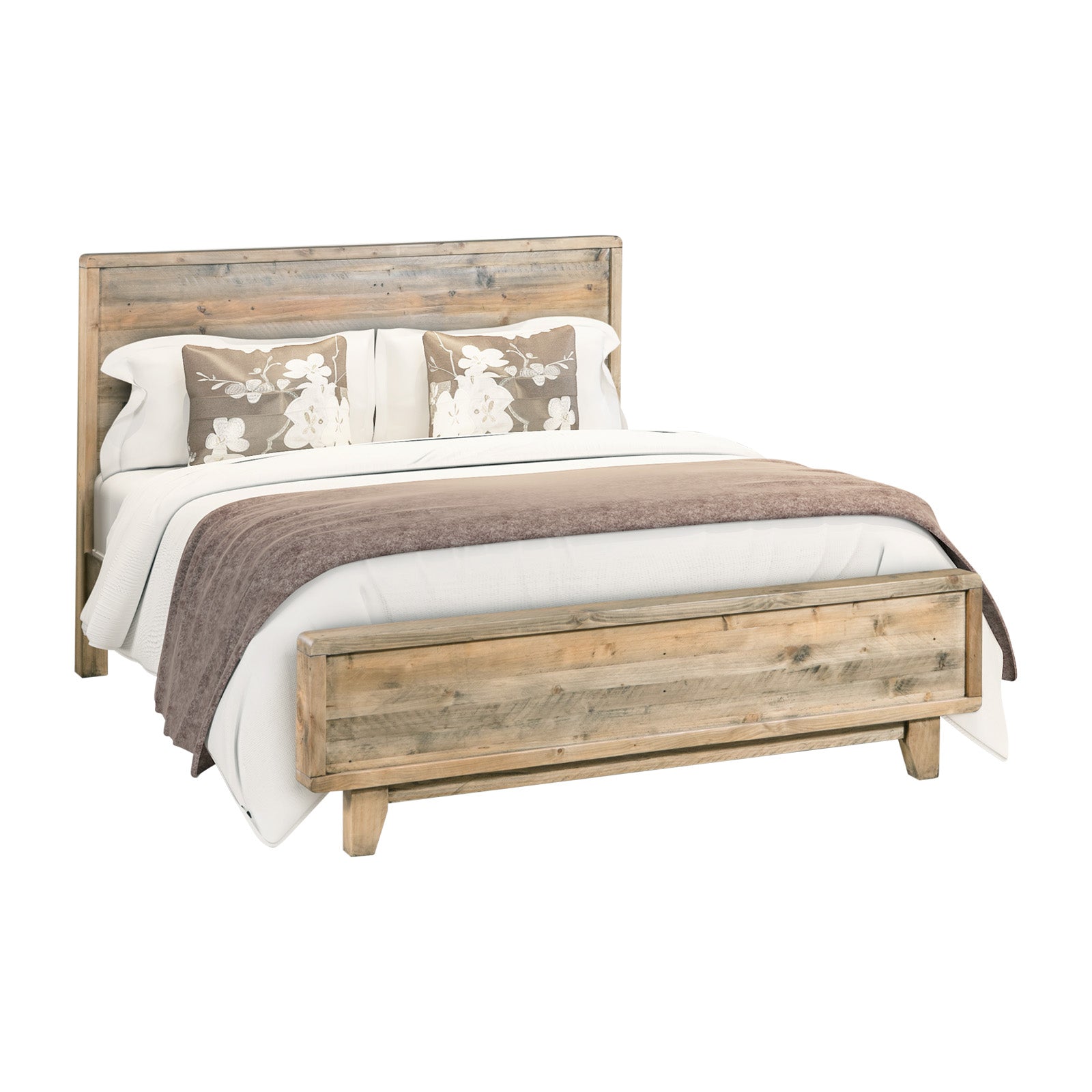 Sturdy Solid Wood Double Bed Frame w/ Headboard