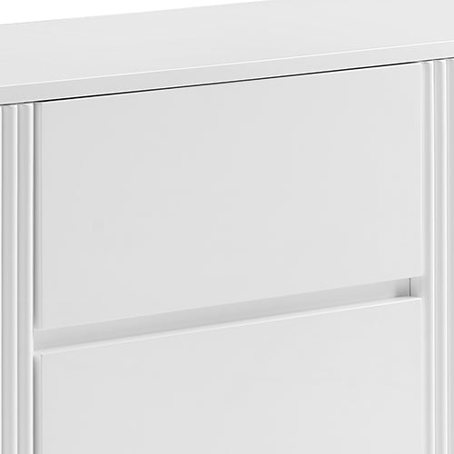 Buffet Ceramic Table Top MDF Cabinet Storage Stainless Steel In White