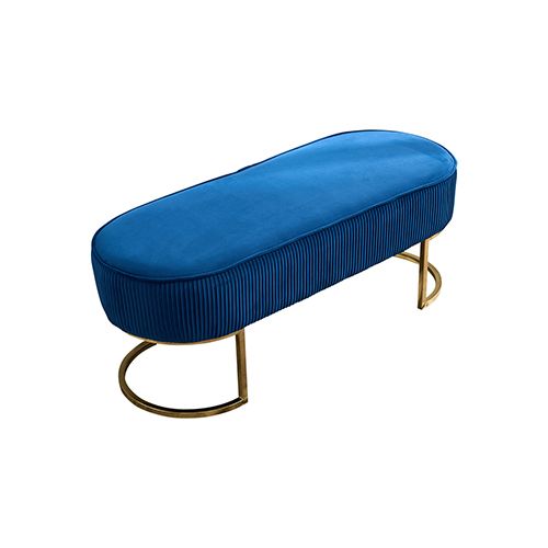 Bench Chair In Blue Velvet Fabric