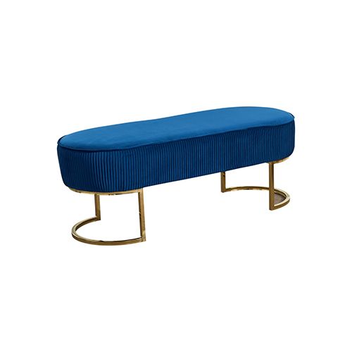 Bench Chair In Blue Velvet Fabric