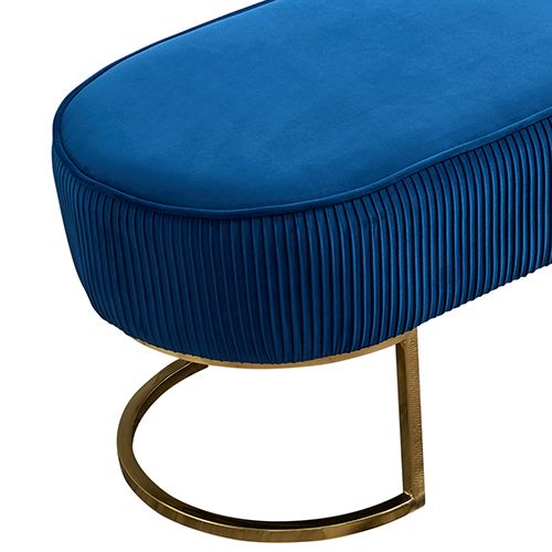 Bench Chair In Blue Velvet Fabric