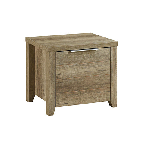 MDF Oak Bedside Table 2 Drawers, Sturdy Pole Legs