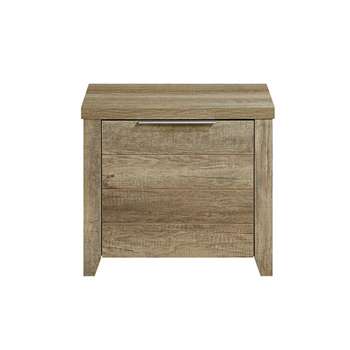 MDF Oak Bedside Table 2 Drawers, Sturdy Pole Legs