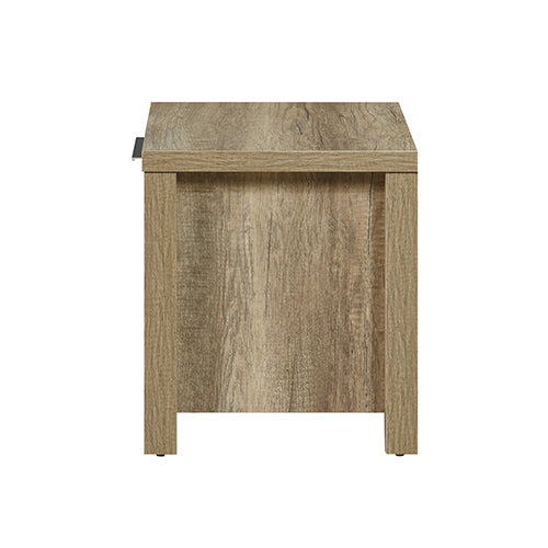 MDF Oak Bedside Table 2 Drawers, Sturdy Pole Legs