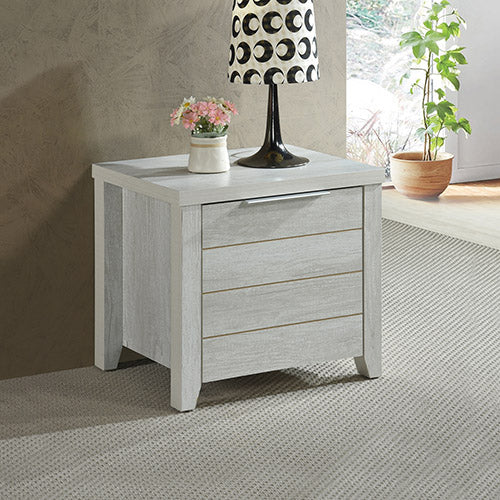 Sturdy MDF 2 Drawer Bedside Table with Metal Handles Furn House