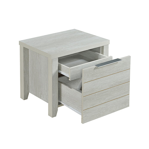 Sturdy MDF 2 Drawer Bedside Table with Metal Handles Furn House