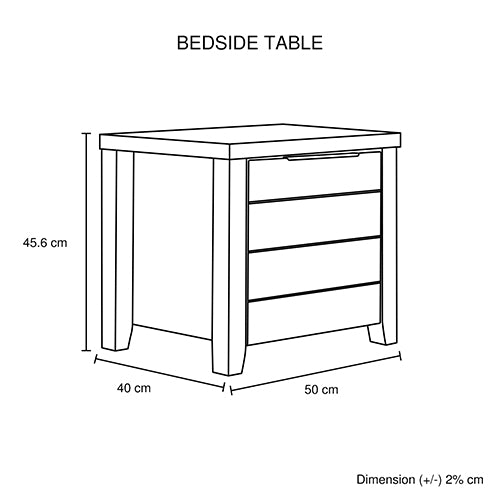 Sturdy MDF 2 Drawer Bedside Table with Metal Handles Furn House