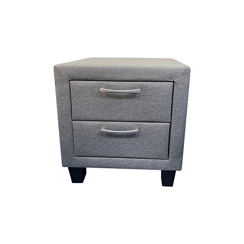 Light Grey 2-Drawer Bedside Table Upholstered Storage Unit