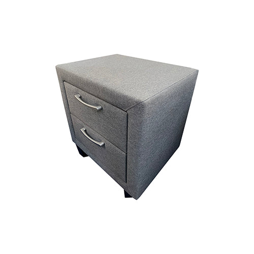 Light Grey 2-Drawer Bedside Table Upholstered Storage Unit