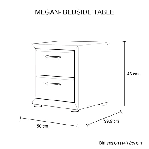 Light Grey 2-Drawer Bedside Table Upholstered Storage Unit