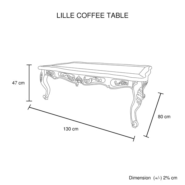 Vintage Oak Wood Coffee Table, White Washed Finish, 130cm