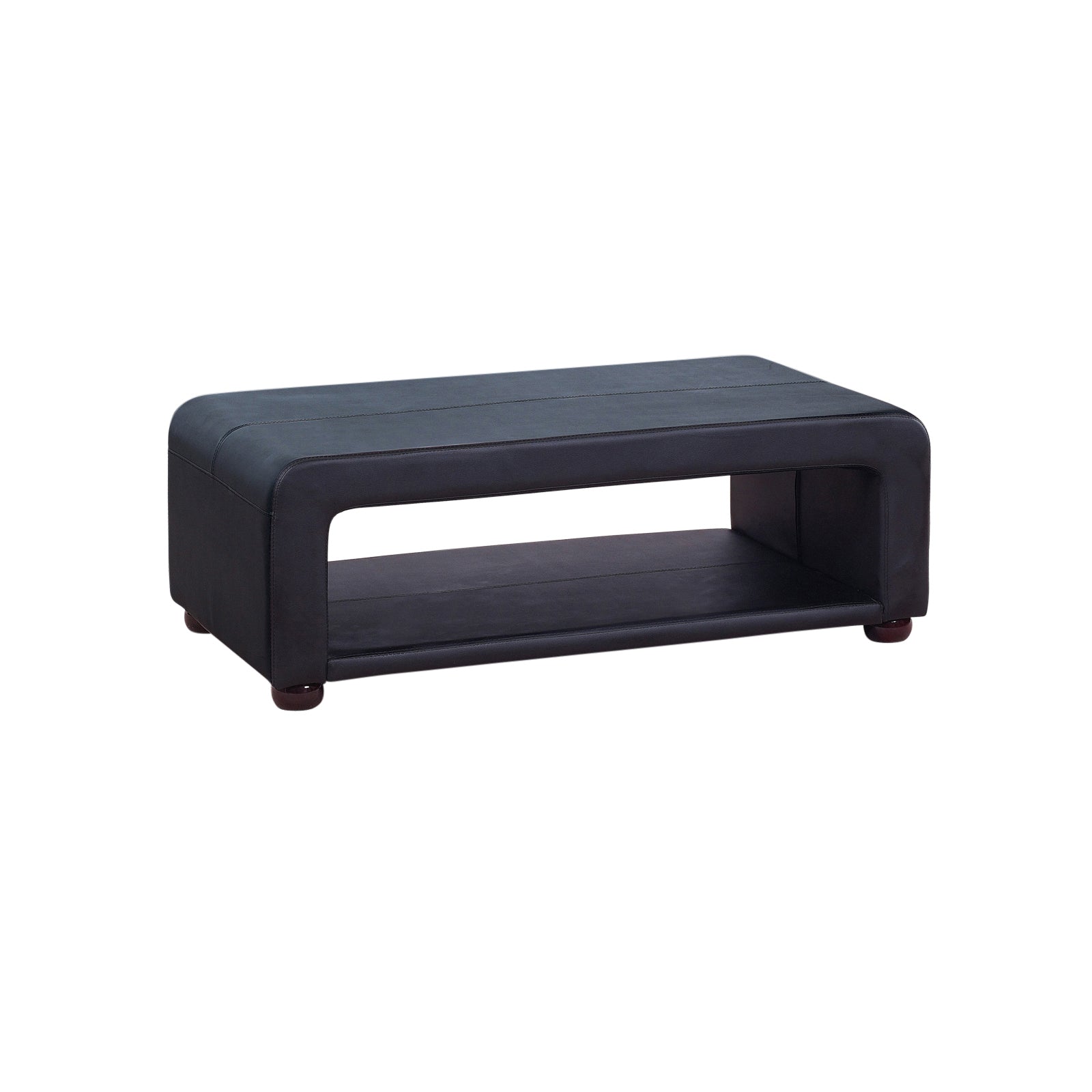 Modern Black PU Leather Coffee Table with Storage