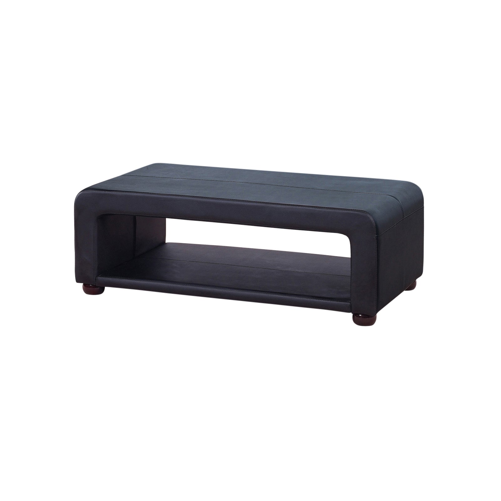 Modern Black PU Leather Coffee Table with Storage