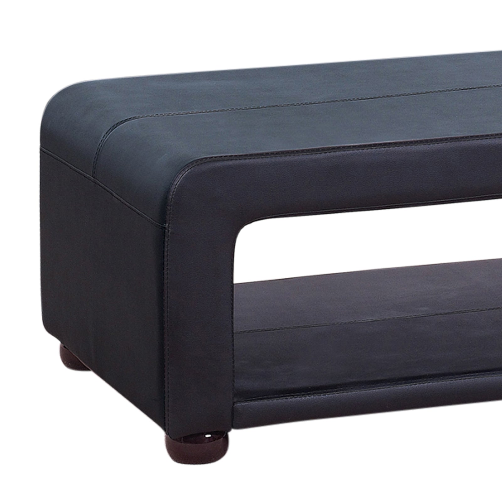 Modern Black PU Leather Coffee Table with Storage