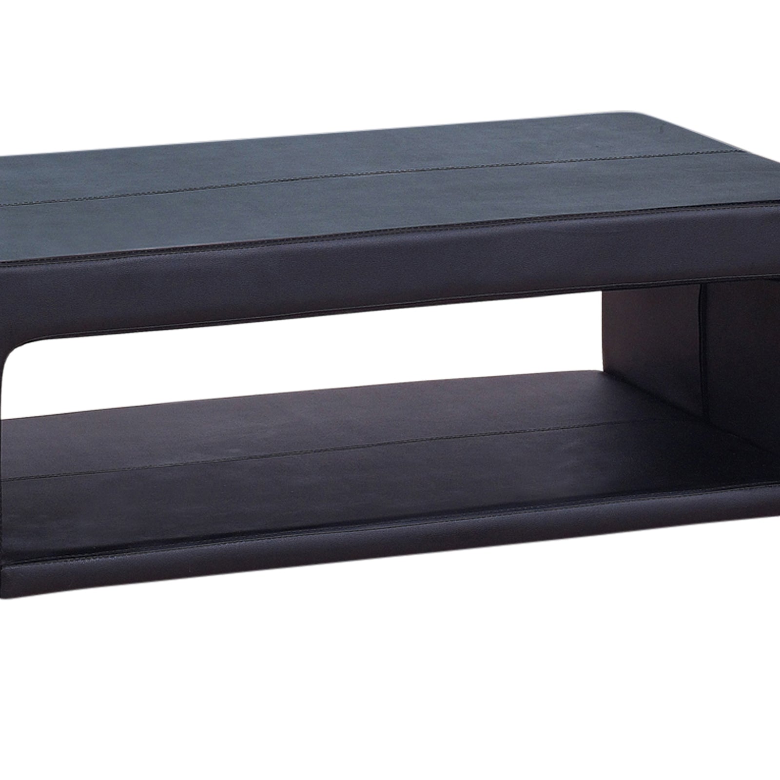 Modern Black PU Leather Coffee Table with Storage