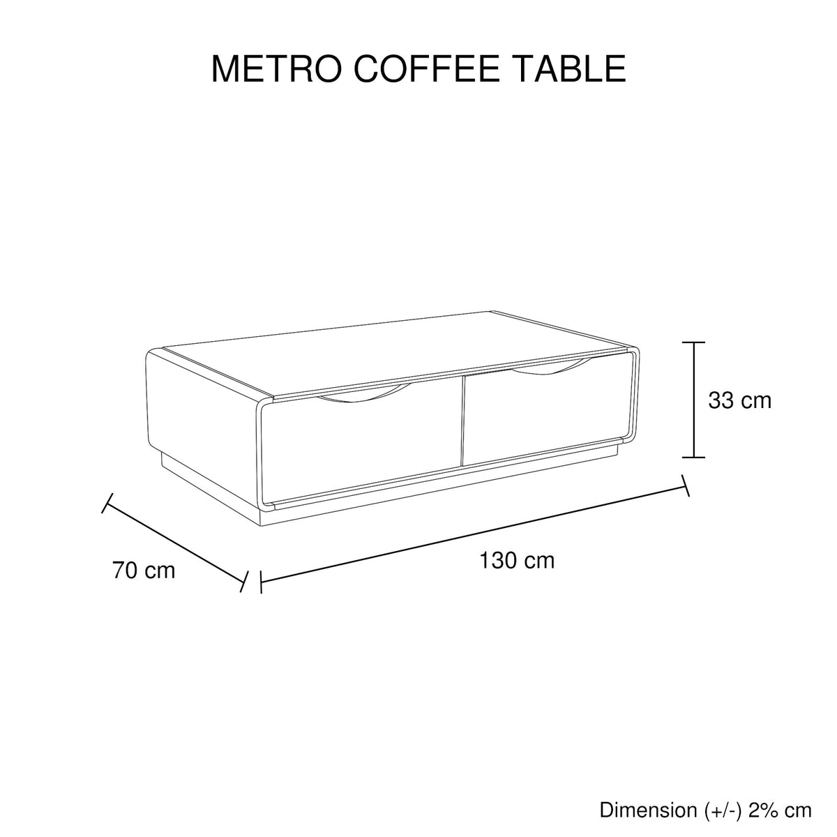 Coffee Table High Gloss Finish MDF Black & White Colour with 2 Drawers Storage