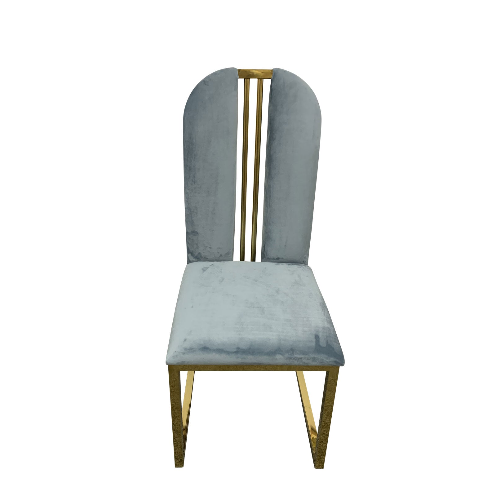 Modern Gold Frame Blue Fabric Dining Chairs Set of 2